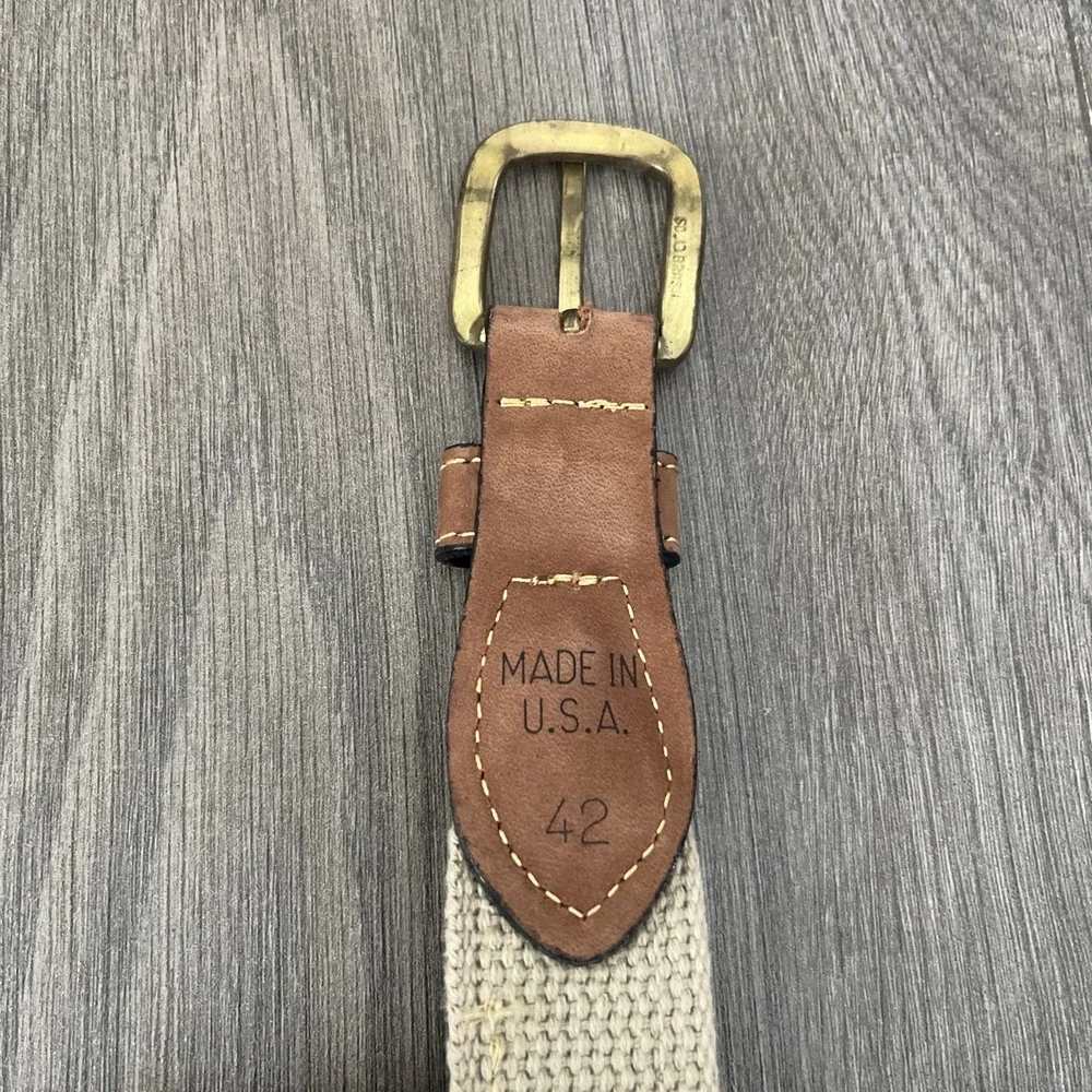 Zeppelin Canvas Leather Belt Brown Mens Sz 42